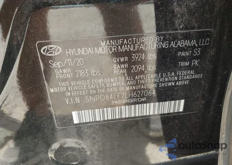 2020 Hyundai Elantra Sel из США, поврежденный, VIN 5NPD84LF2LH627064